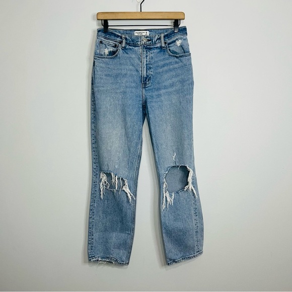 A&F Blue 90’s Straight Ultra High Rise Jeans 28|6s - Picture 2 of 7